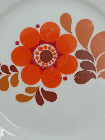 Weißwasser Essteller Vintage Blumendekor Keramik 20 cm Weiß