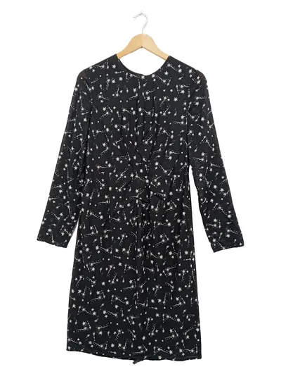 Whistles Seidenkleid Gr. 42 Schwarz Sternenmuster Damen Businesskleid
