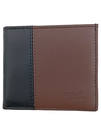Henson & Henson Herren Geldbörse Schwarz Braun Klassisch Portemonnaie