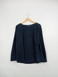 Broadway Damen Langarmshirt Blau XL mit Knöpfen Casual 2