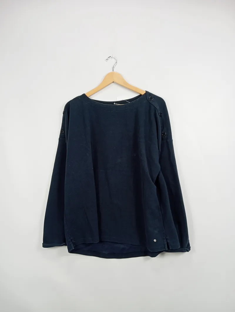 Broadway Damen Langarmshirt Blau XL mit Knöpfen Casual 2