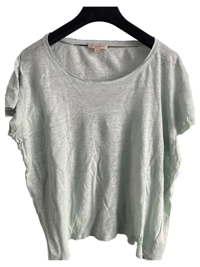 Burberry Brit Damen Leinen T-Shirt Gr. 42 XL Grün Casual Kurzarm