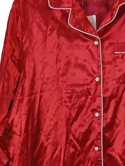wäschepur Damen Schlafanzug Elegant Rot Gr. 48 3XL Polyester Freizeit