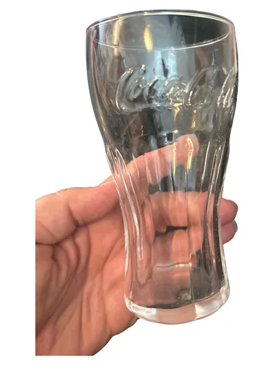 Coca-Cola Retro Trinkglas Glas Logo Schriftzug Transparent 15cm