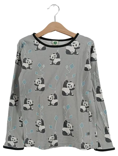 Småfolk Langarmshirt Gr. 128 Grau Panda Bär Tiermotiv