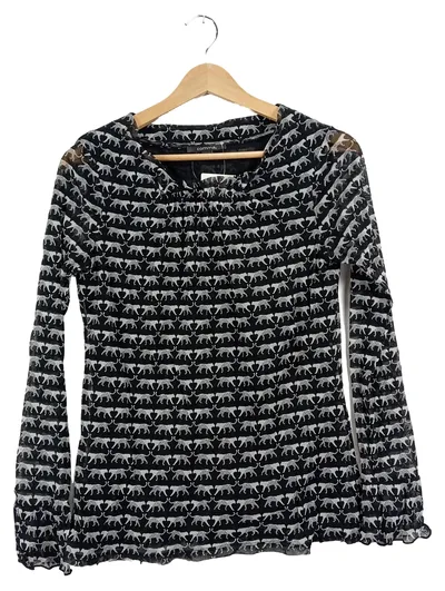 comma, Damen Langarmshirt Leopardenmuster Gr. 38/M Schwarz Weiß