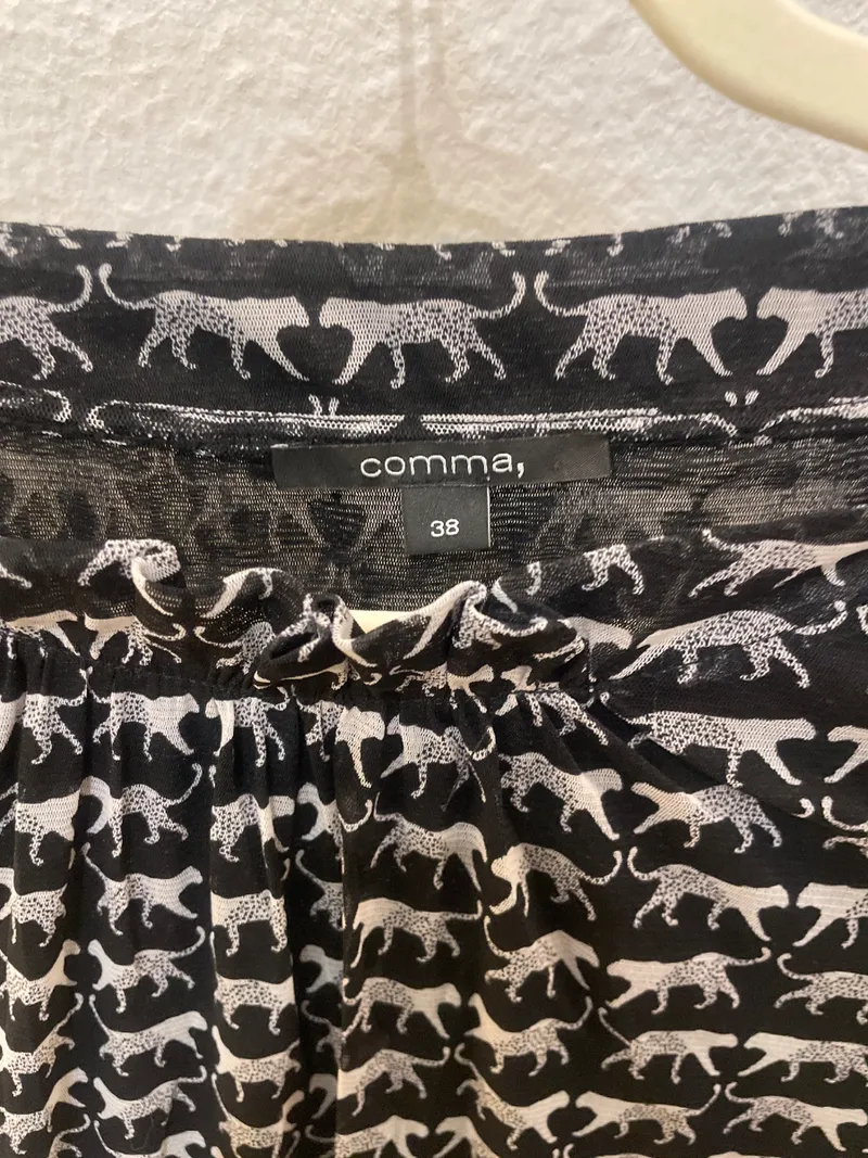 comma, Damen Langarmshirt Leopardenmuster Gr. 38/M Schwarz Weiß 2