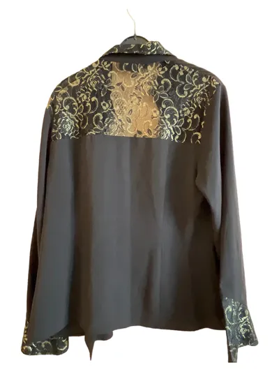 Barisal Damen Bluse Schwarz Elegant mit Spitze Gr. 42/XL
