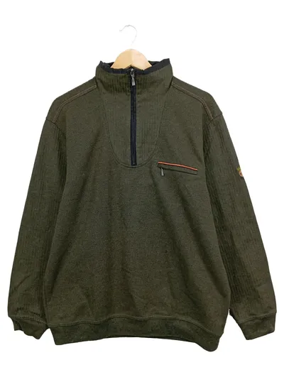 Hajo Herren Pullover Gr. 52/XL Oliv Casual Strukturmuster Half-Zip