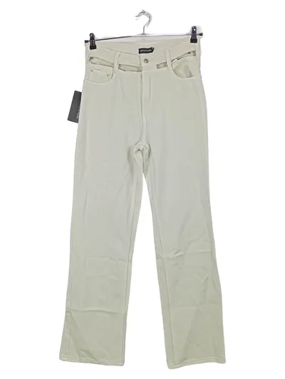 PrettyLittleThing Damen Jeans Straight Leg Cut-Out Beige Gr. 40 L