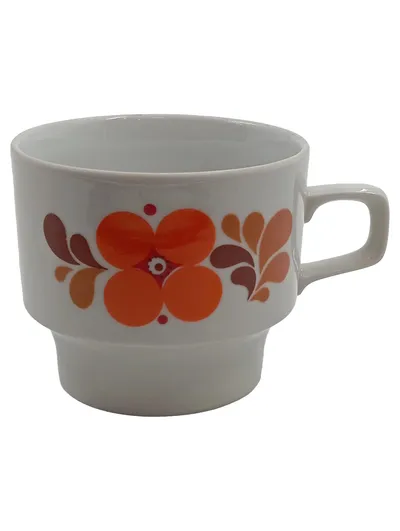 Weißwasser Kaffeetasse Tasse Vintage Retro Blumenmuster Keramik Weiß