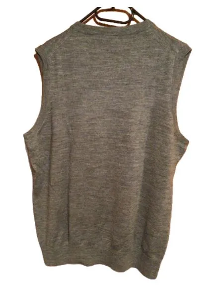 c.comberti Herren Pullunder V-Ausschnitt Grau Melange Merino Wolle Gr. L/52 2