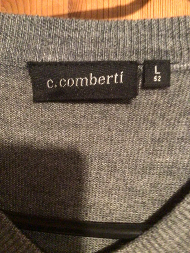 c.comberti Herren Pullunder V-Ausschnitt Grau Melange Merino Wolle Gr. L/52 3