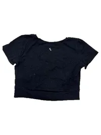 CARPATREE Damen Crop Top Kurzarm Sport Freizeit Schwarz Gr. 36/S 2