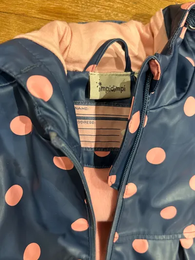 Impidimpi Kinder Regenjacke Mädchen Gr. 86/92 Blau Rosa Punkte