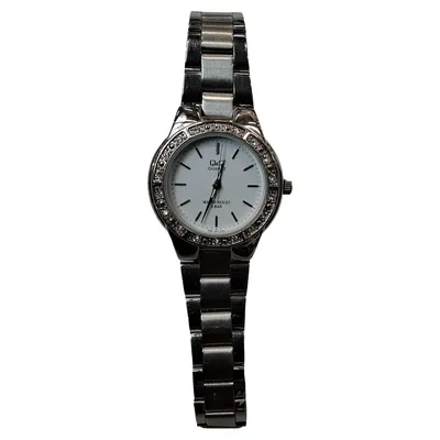 Q&Q Damenuhr Quarz Armbanduhr Silber Elegant Strass Metall
