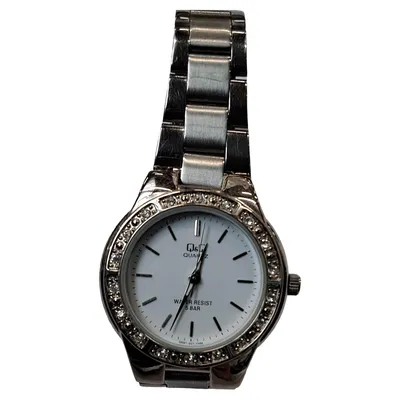 Q&Q Damenuhr Quarz Armbanduhr Silber Elegant Strass Metall