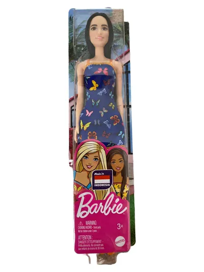 Barbie Babypuppe Blau Casual Natur Schmetterling Kleid Stoff Kunststoff 32cm