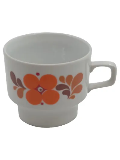 Weißwasser Tasse Retro Blumenmuster Weiß Keramik