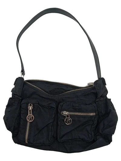 Buffalo Damen Henkeltasche Nylon Umhängetasche Schwarz Reißverschluss Casual