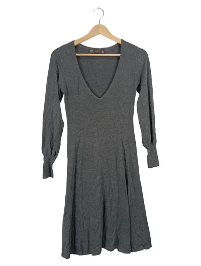 ZARA Strickkleid Damen A-Linie Elegant Grau Meliert Gr. S 36 Midikleid