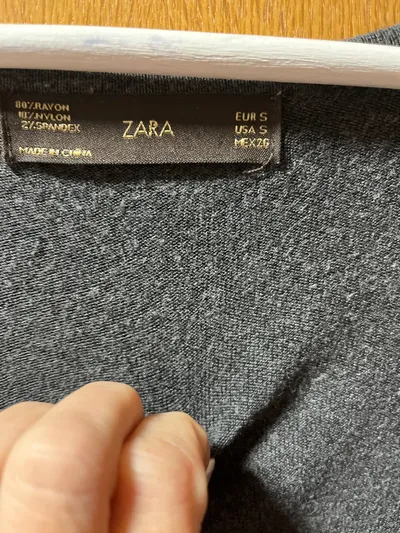 ZARA Strickkleid Damen A-Linie Elegant Grau Meliert Gr. S 36 Midikleid