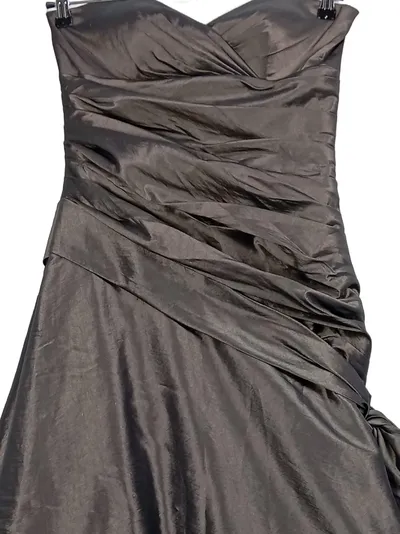 Unique Abendkleid Damen trägerlos Falten Ballkleid Gr. 36 S Braun Elegant