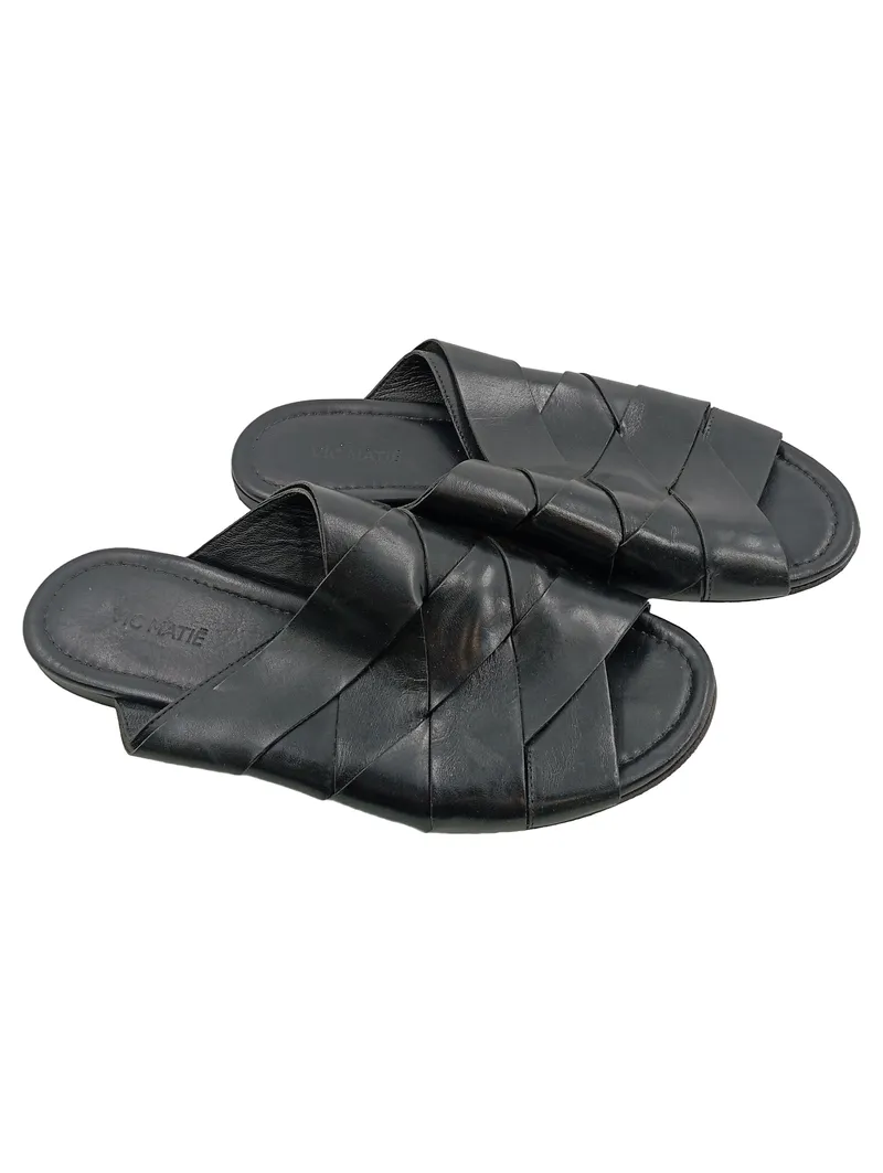 Vic Matié Pantoletten Damen Leder Schwarz Gr. 40 Minimalistisch 1