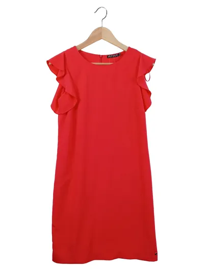 JETTE Damen Freizeitkleid Gr. 36/S Rot Elegant mit Rüschen