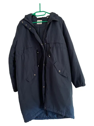 Mamalicious Damen Parka Blau Gr. 40/L Casual Baumwolle Kapuze Freizeit