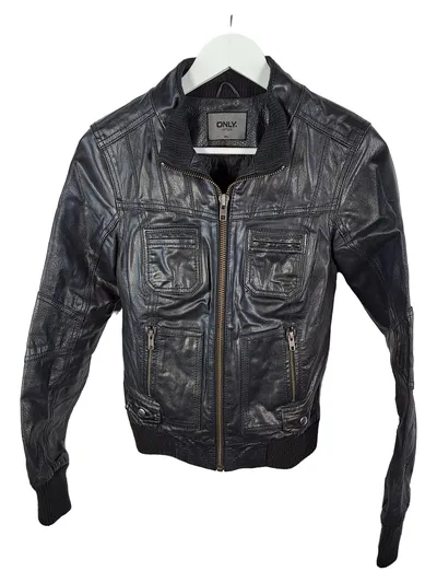 ONLY Limitless Damen Lederjacke Bomberjacke Schwarz Gr. S 36