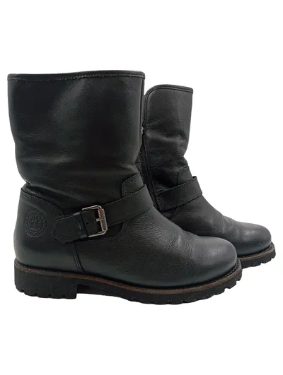 Panama Jack Damen Lederstiefel Biker Boots Schwarz Gr. 40 Gefüttert
