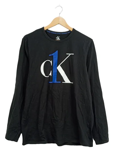 Calvin Klein CK One Herren Langarmshirt Logo Schwarz Gr. L