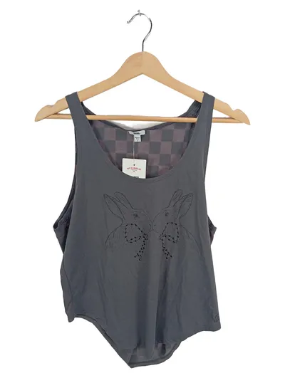 Vans Damen Tanktop Top Gr. 36 S Grau Hasen Print Kariert Casual