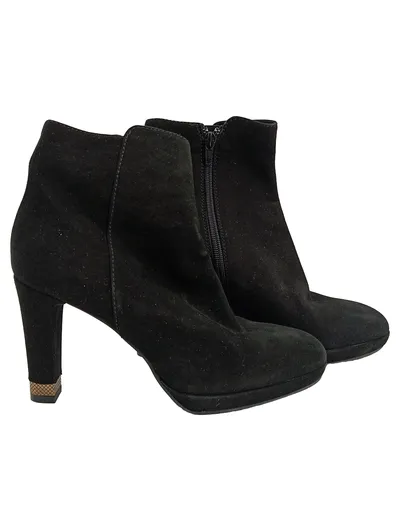 Maripé Damen Stiefeletten Wildleder Elegant Schwarz Gr. 38.5 Reißverschluss