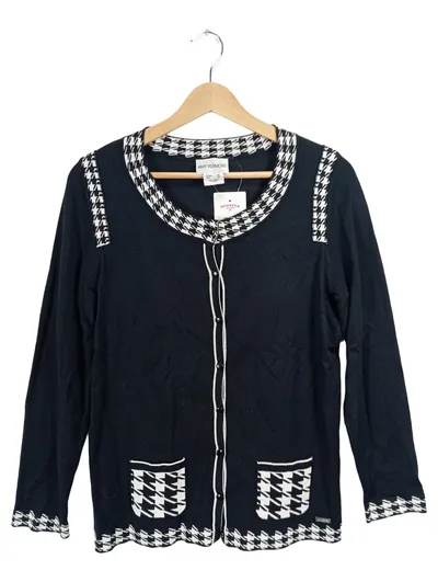 Amy Vermont Damen Strickjacke Kariert Klassisch Schwarz Gr. 42 XL