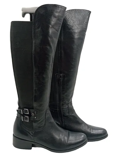 Otto Kern Damen Kniehohe Stiefel Leder Schwarz Gr. 39 Reißverschluss Klassisch