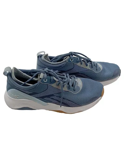 Reebok Sneaker low Damen Blau Streifen Gr. 38.5 Sportlich Schnürung Textil