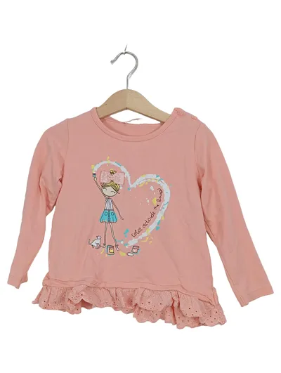 Breeze Girls Langarmshirt Gr. 92 Rosa Spitze Rüschen Mädchen Motiv