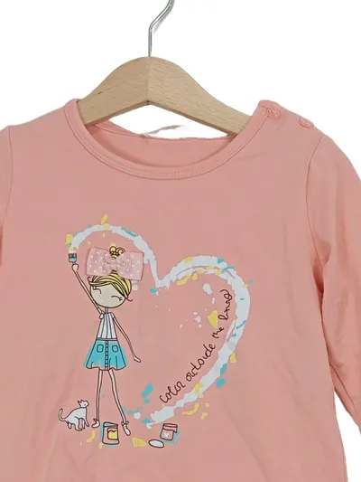 Breeze Girls Langarmshirt Gr. 92 Rosa Spitze Rüschen Mädchen Motiv