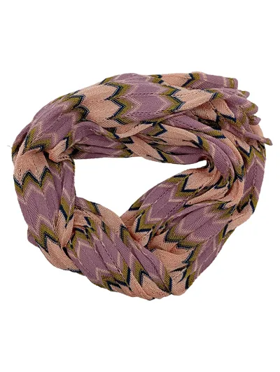 Missoni Schal Damen Zickzack Muster Rosa Lila Grün Made in Italy 200x43cm