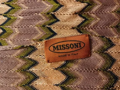 Missoni Schal Damen Zickzack Muster Rosa Lila Grün Made in Italy 200x43cm