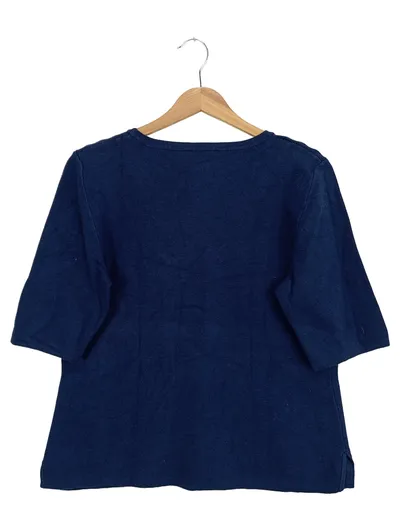 123 PARIS Damen Pullover Gr. 40/M Blau Casual Viskose 3/4-Arm Basic