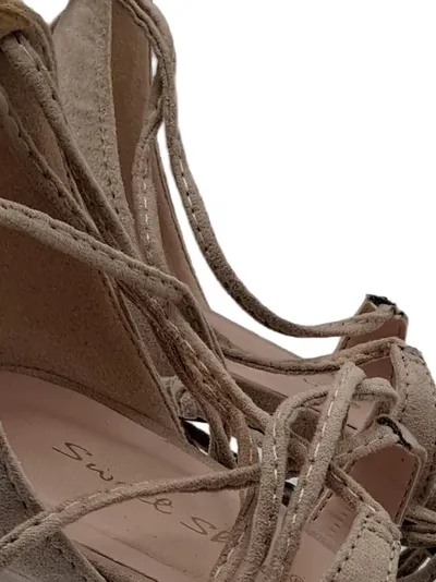 Sweet Shoes Damen Schnür-Pumps Leder Elegant Beige Gr. 37 High Heels