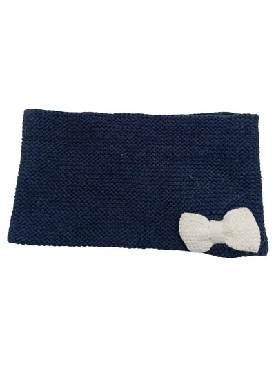 Jacadi Strickschal Schlauchschal Blau Schleife Baumwolle Kaschmir Wolle