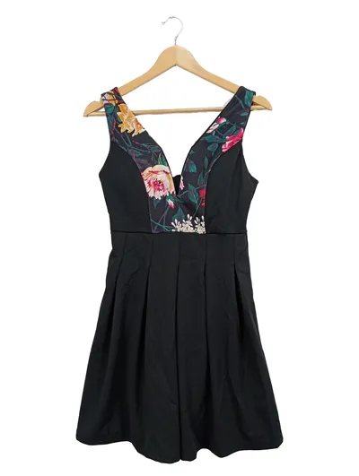 WAL G Damen Cocktailkleid Gr. 36/S Schwarz Elegant Blumenmuster