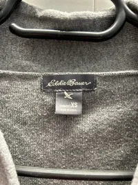 Eddie Bauer Damen Pullover Gr. 34 XS Grau V-Ausschnitt Baumwollmix 2