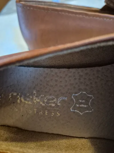 Rieker Damen Loafer Slipper Leder Braun Gr. 36 Klassisch Slip-On