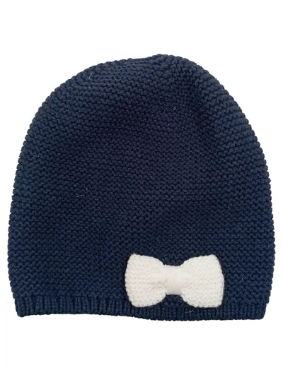 Jacadi Strickmütze mit Schleife Blau Kinder Casual
