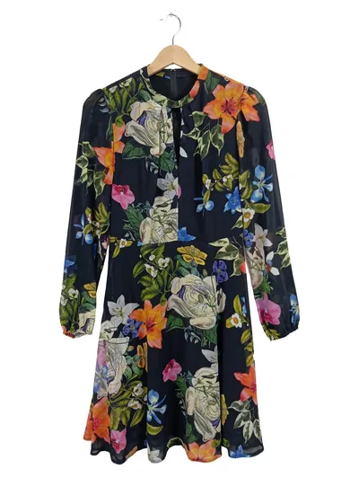 Orsay Freizeitkleid Blumenmuster Damen Gr. 36/S Mehrfarbig Raffungen